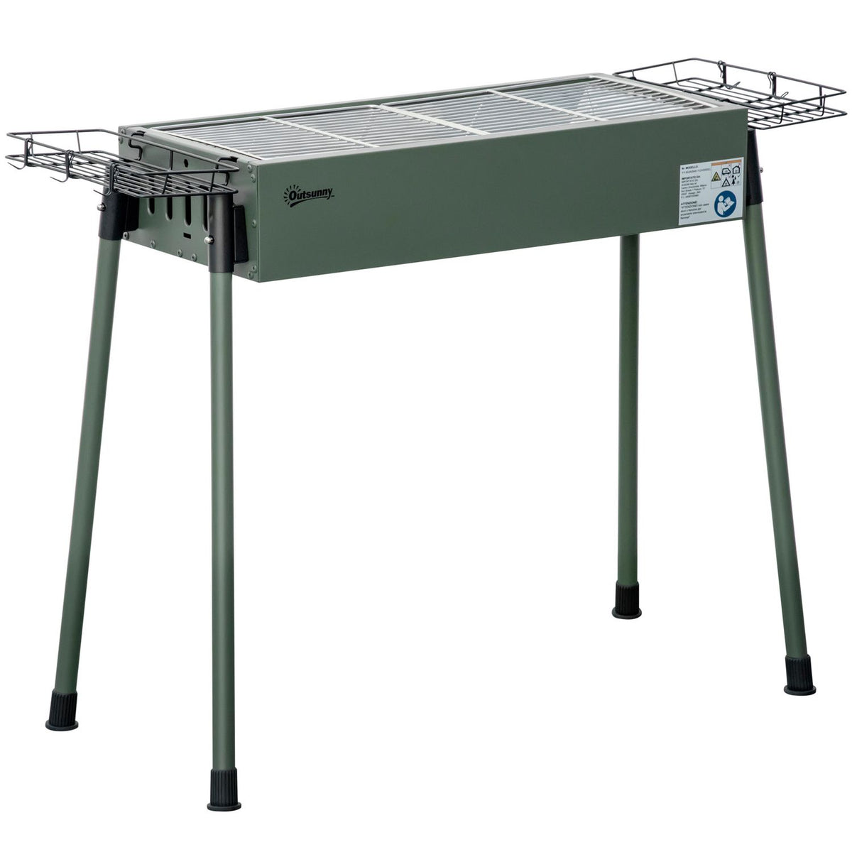 Grill węglowy ze stali nierdzewnej, metalowy, 94x39x70 cm - outsunny.green(Por omisión)