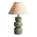 **Lampa stołowa ceramiczna z abażurem płaskim, kolor zielony**