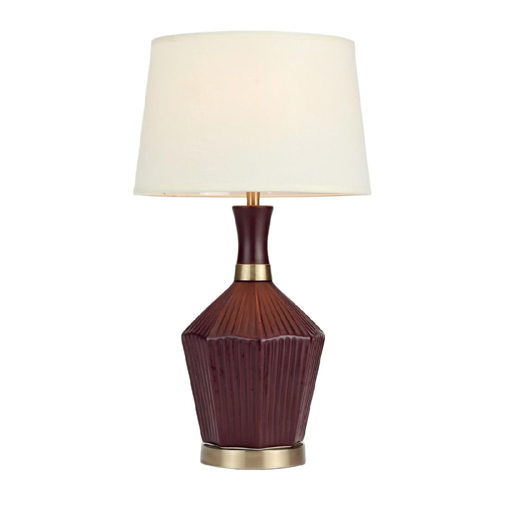 **Lampa stołowa z ceramiczną podstawą w kształcie rombu**