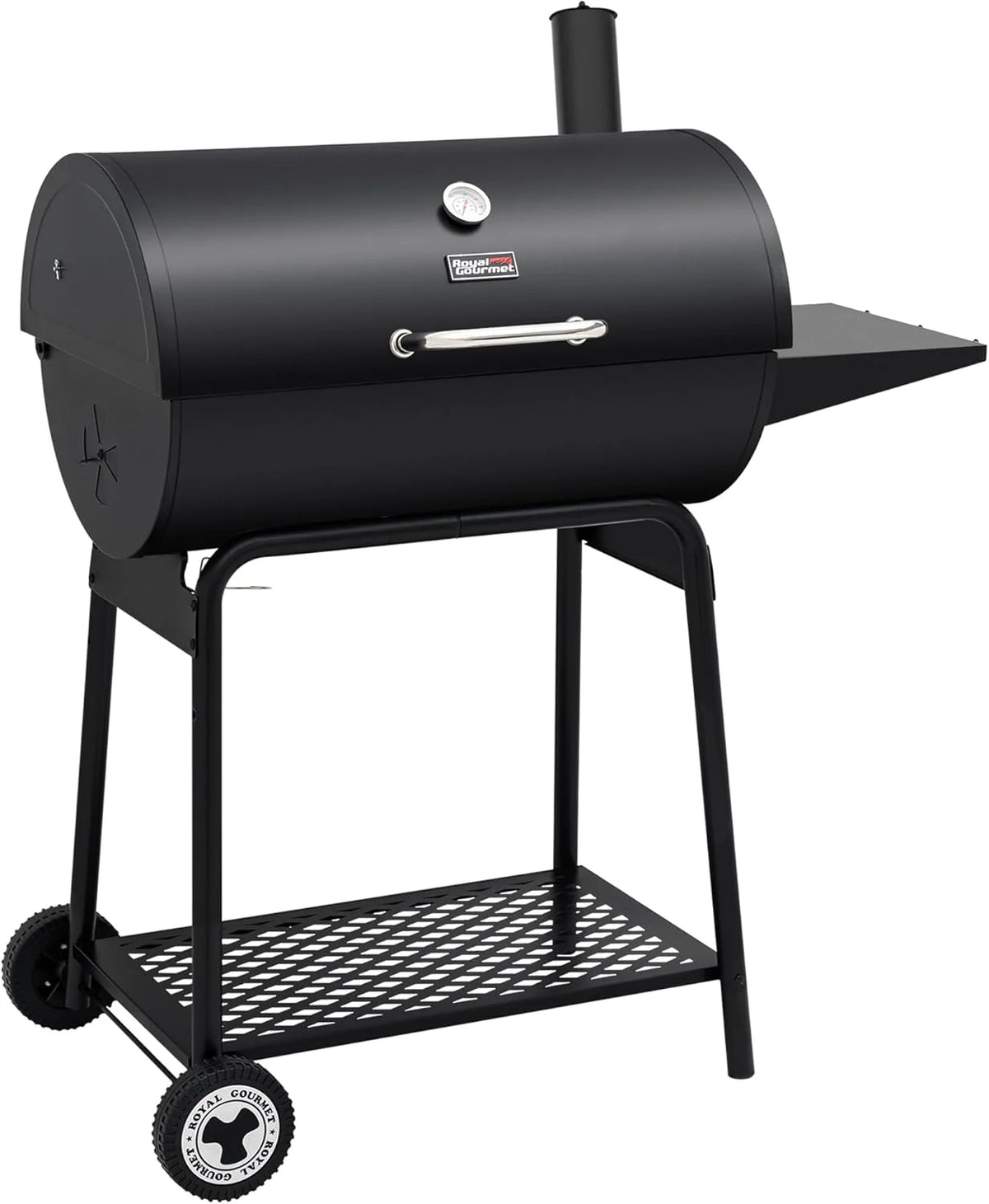 2026 Royal Gourmet CC1830 30-calowy grill węglowy ze stolikiem bocznym, grill zewnętrzny o powierzchni do gotowania 627 cali kwadratowych do ogrodu, na patio i na imprezy, czarny(Parrilla)